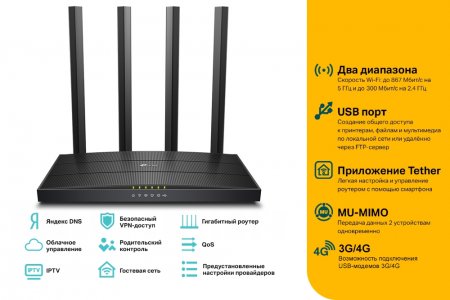 Archer C6U                   AC1200 MU-MIMO гигабитный Wi-Fi роутер