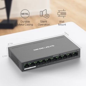 Mercusys MS110P Настольный коммутатор с 10 портами 10/100 Мбит/с (8 портов PoE+)