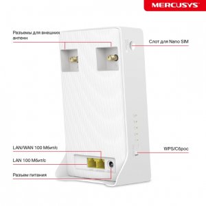 Mercusys MB130-4G Двухдиапазонный роутер Wi‑Fi AC1200 с поддержкой 4G LTE